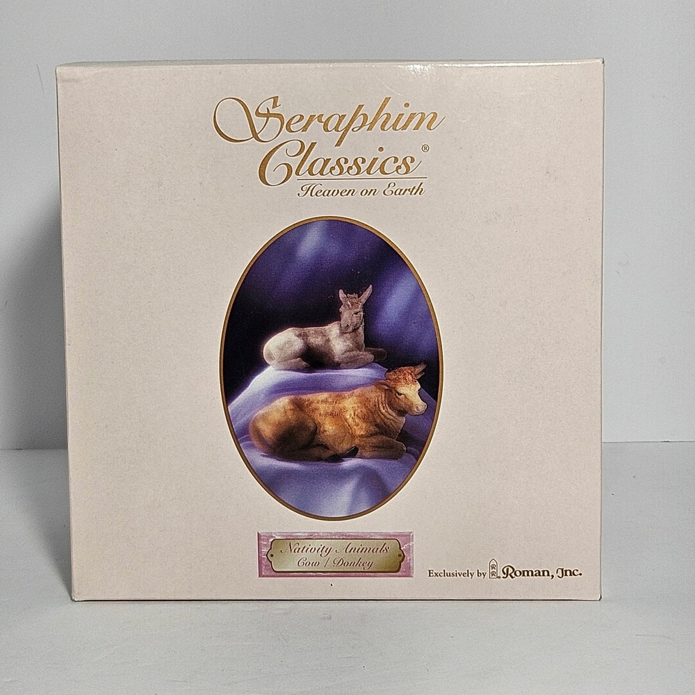 Roman Seraphim Classics Nativity Animals Cow Donkey Figurine Set 81490 1998 COA